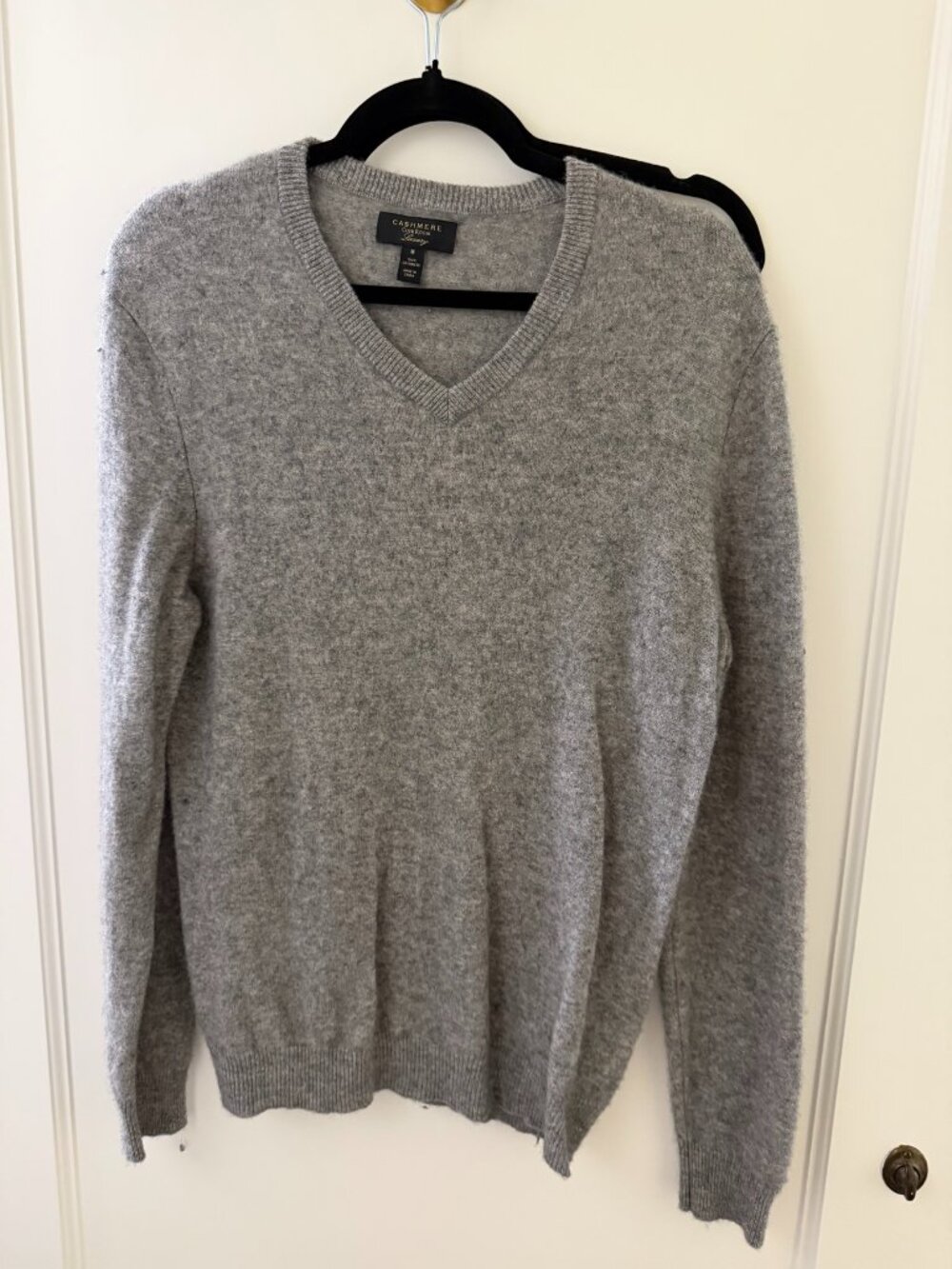 Cashmere Club Room V-Neck Sweater Heather Grey